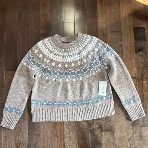 Joie Sweaters - Joie Fair Isle Knit Patterned Sweater - Beige and Blue Size M NWT
